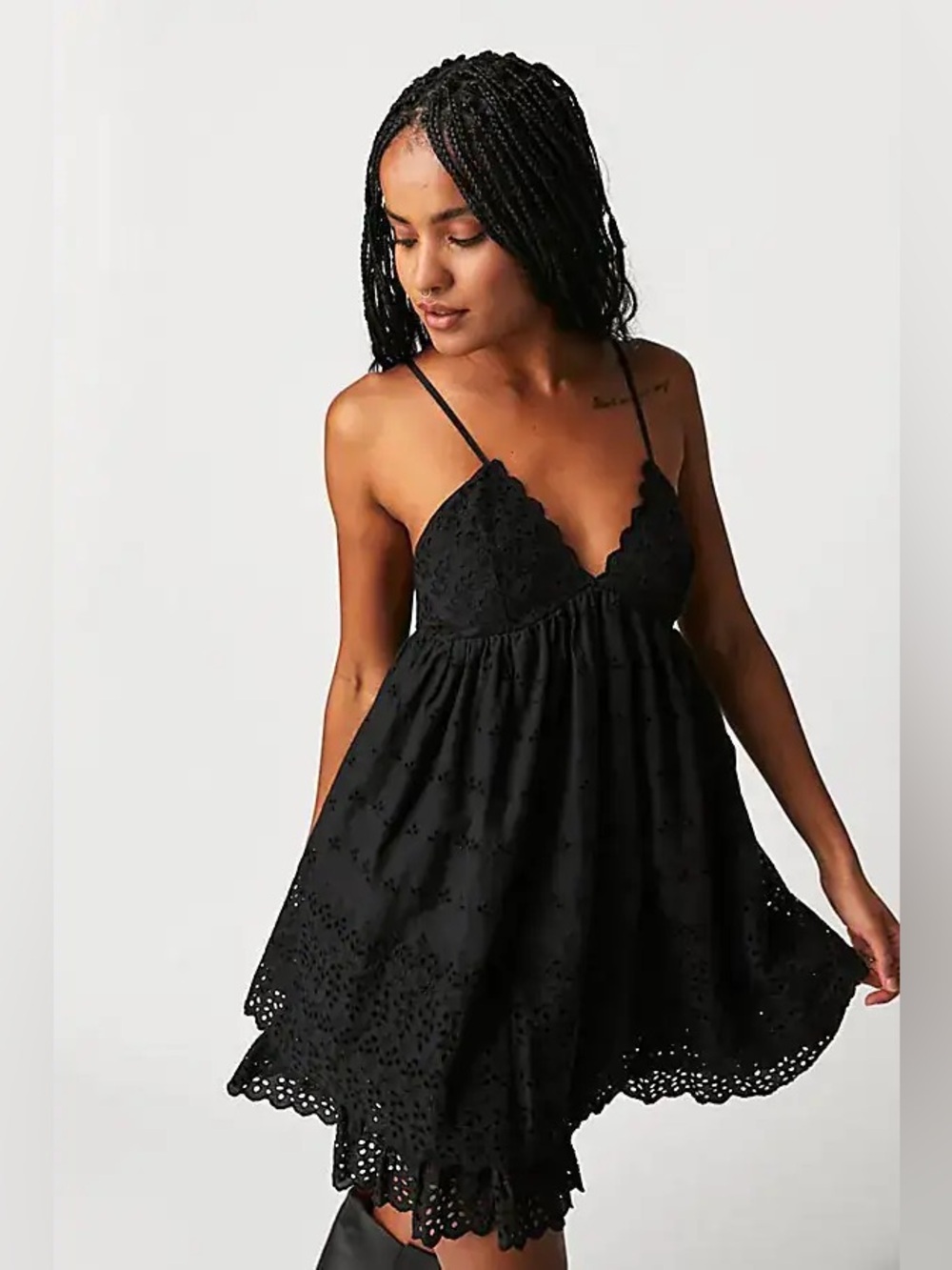 Free People Lillia Mini Dress in Black NWT X Small MSRP $168